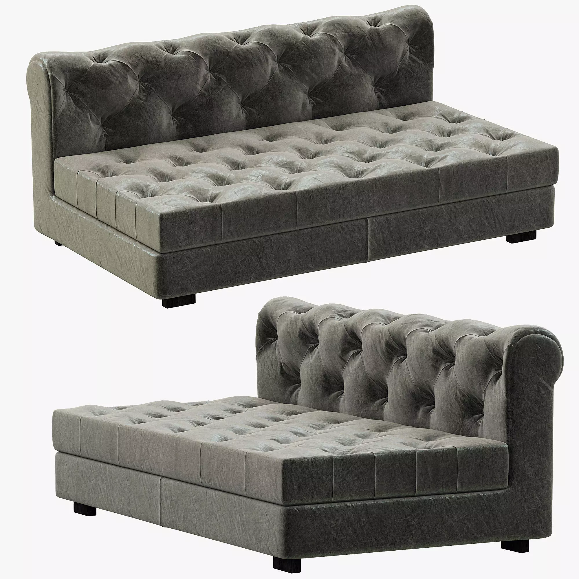 RH Modern Modena Chesterfield Leather Armless Sofa 3D model_0