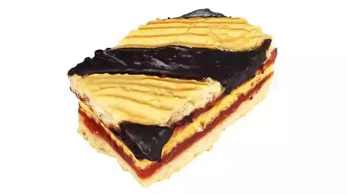 Shortbread cake with jam and chocolate Low-poly 3D model