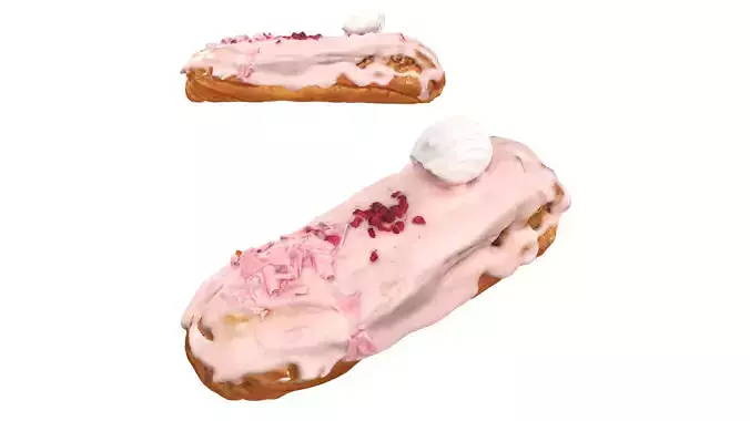 Strawberry eclair Low-poly 3D model