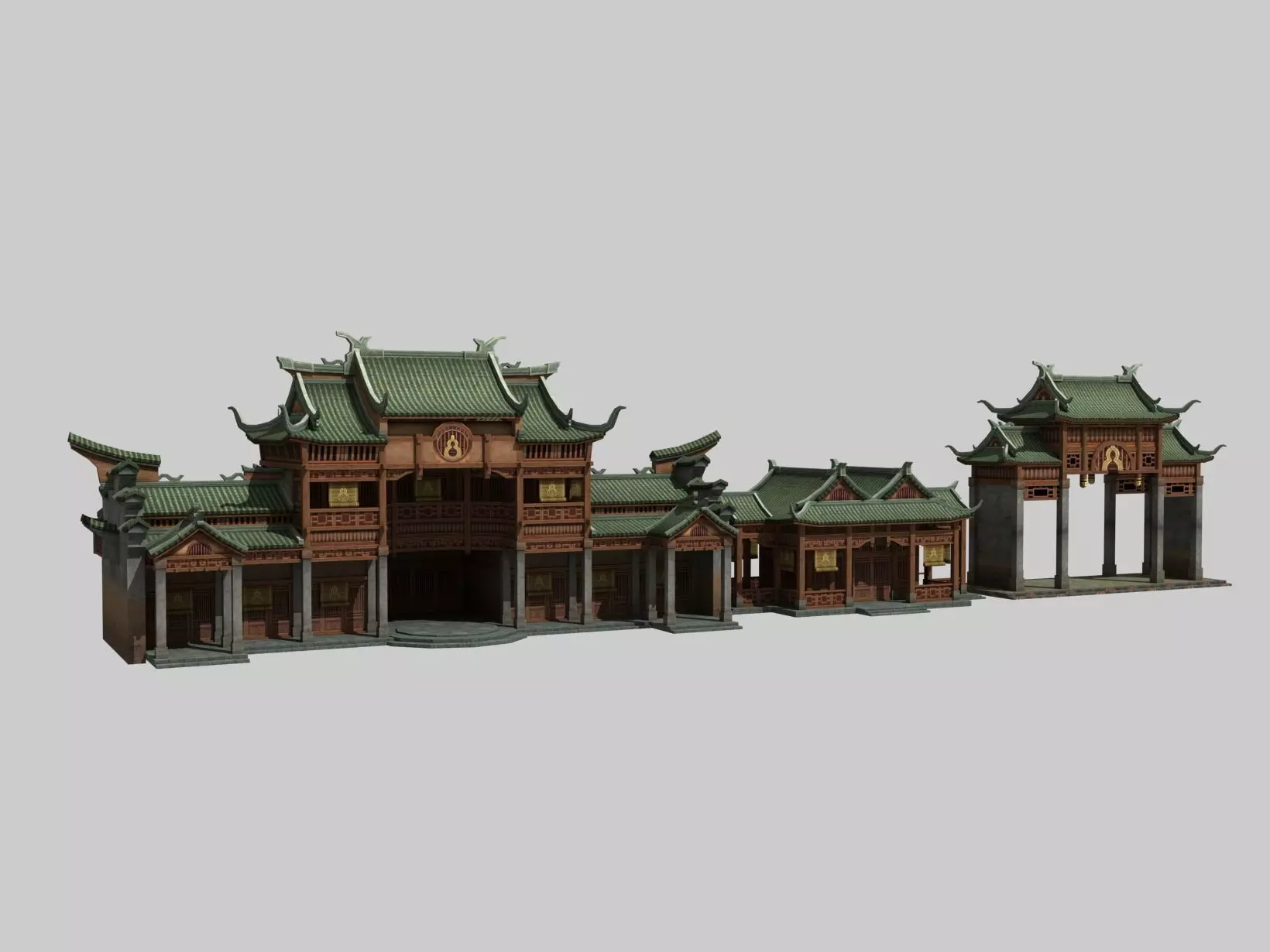 3D model Ancient Chinese architecture VR / AR / low-poly | CGTrader, image size:1640x1230