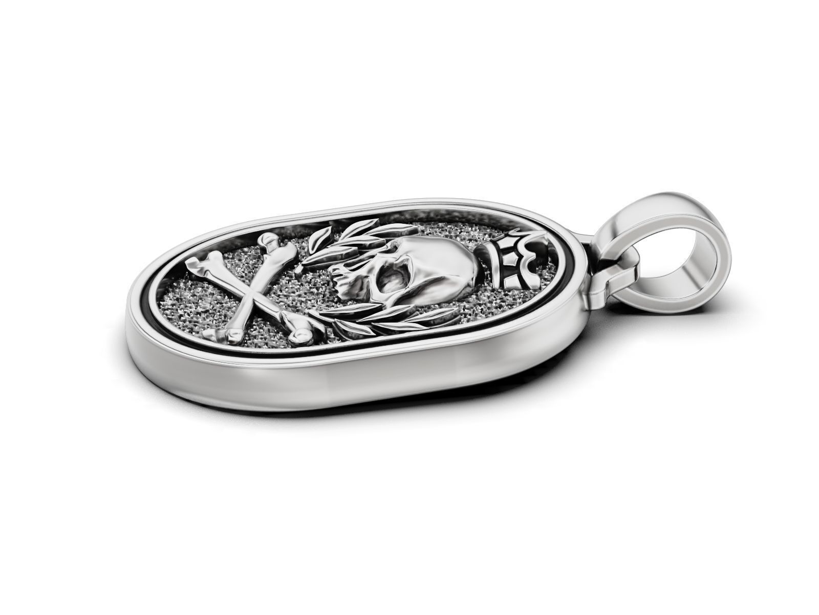 Skull Crown Signet Pendant 3D print model_8