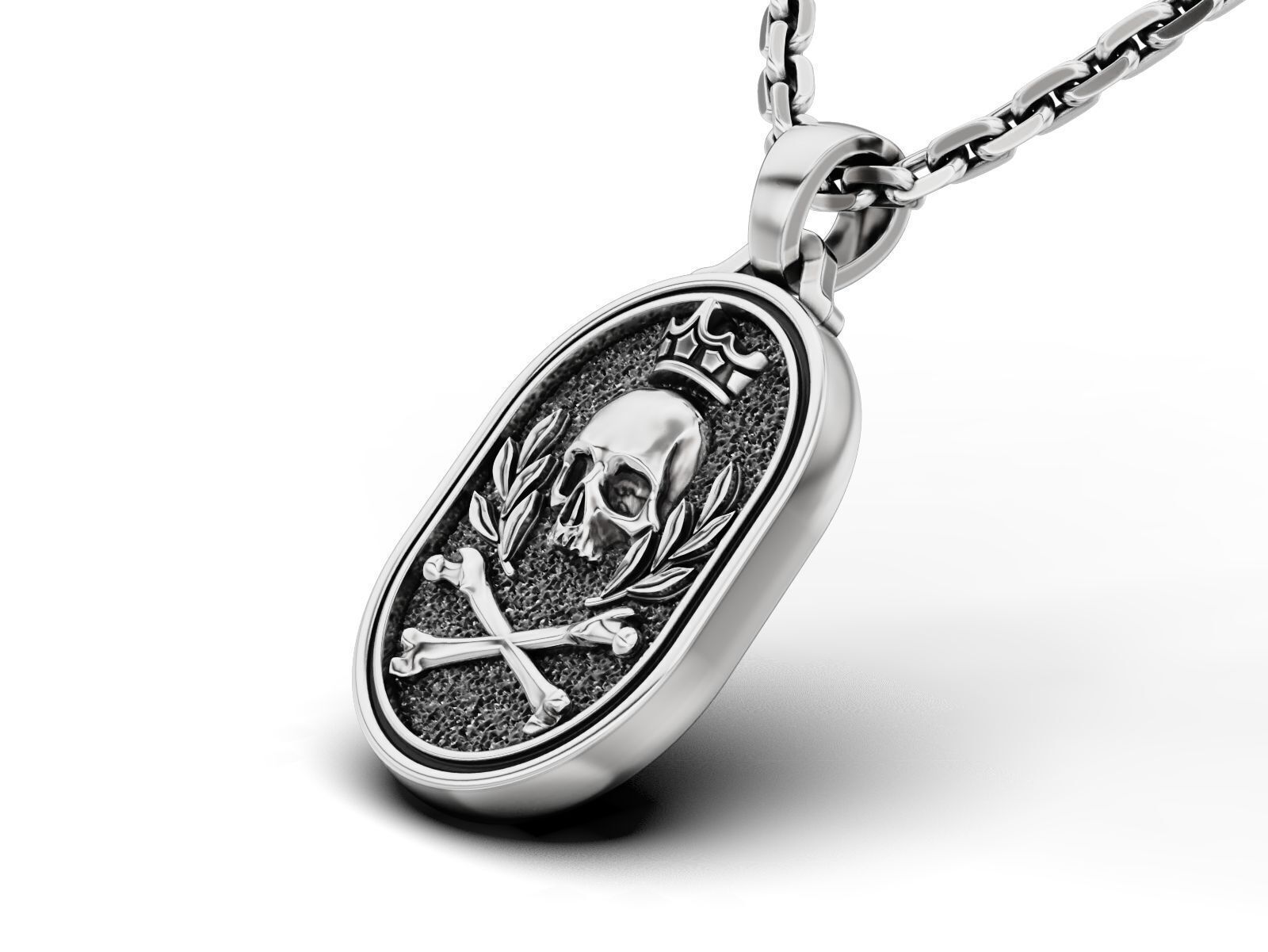 Skull Crown Signet Pendant 3D print model_3