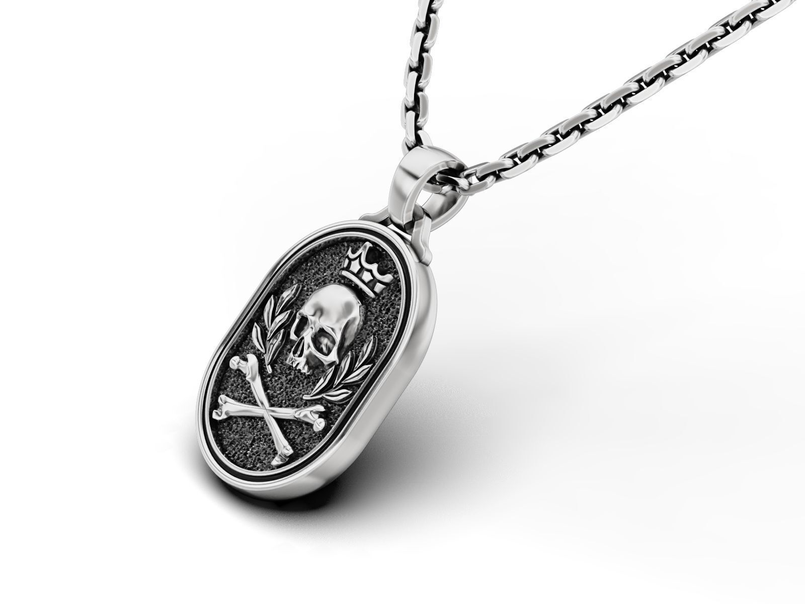 Skull Crown Signet Pendant 3D print model_2