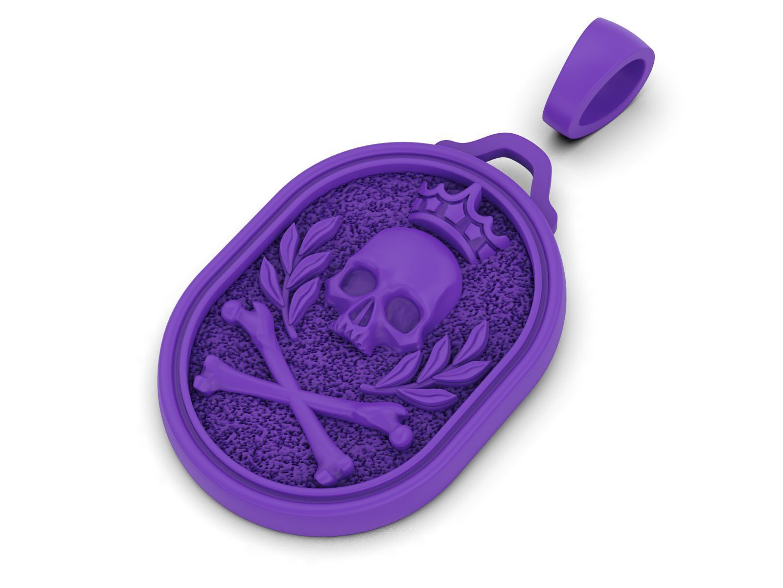 Skull Crown Signet Pendant 3D print model_9