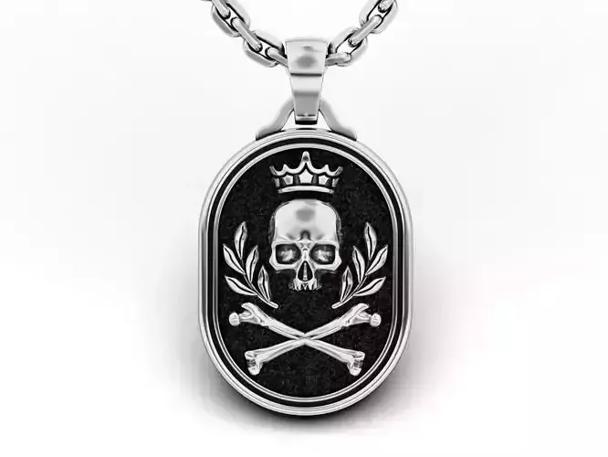 Skull Crown Signet Pendant 3D print model