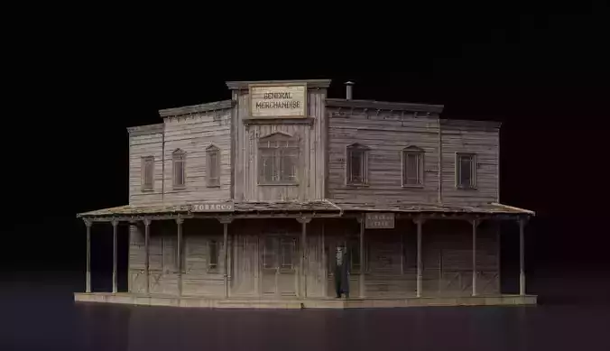 Wild West - Building H Low-poly 3D model