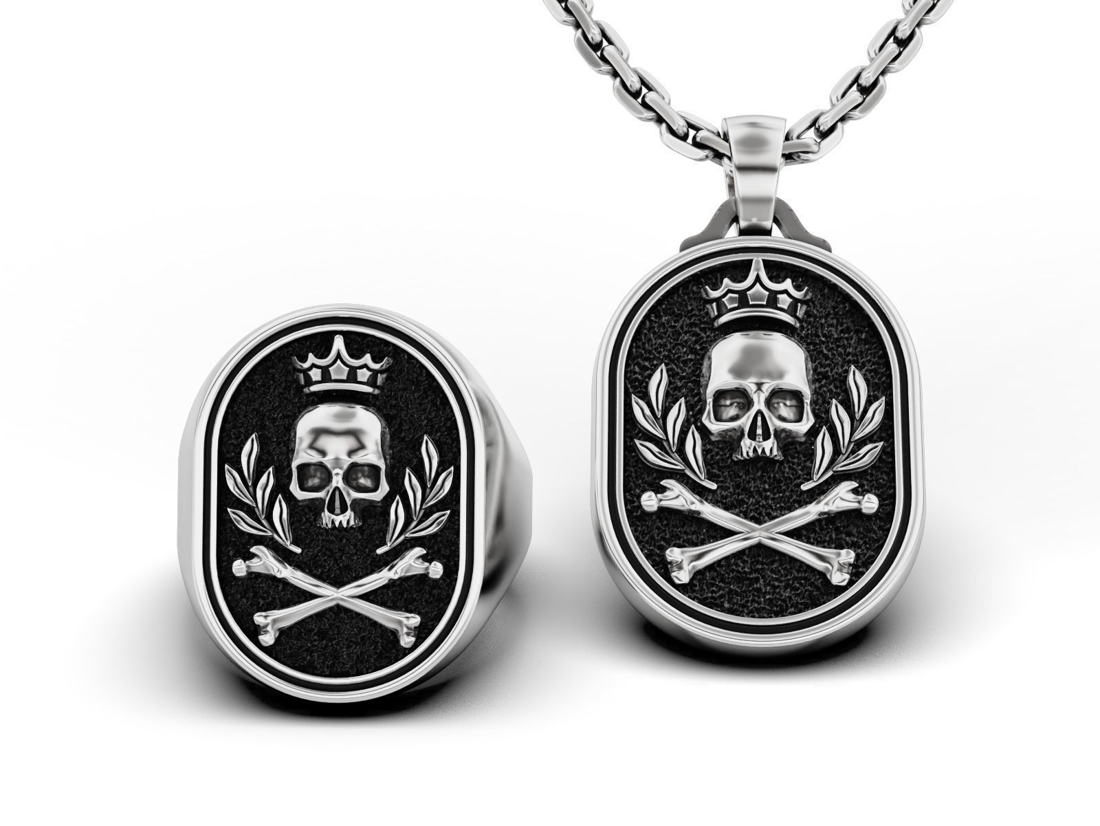 Skull Crown Jewelry Set 3D Model Collection_1