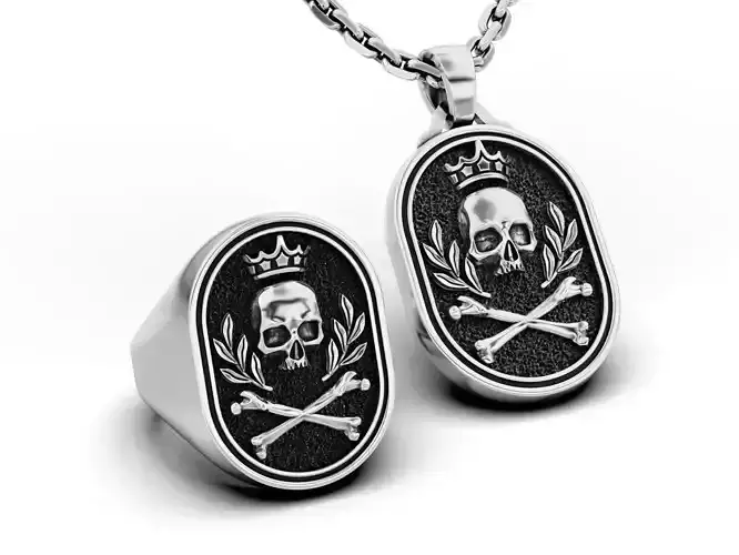 Skull Crown Jewelry Set 3D Model Collection