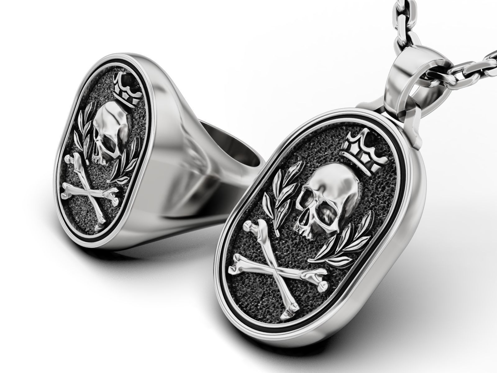 Skull Crown Jewelry Set 3D Model Collection_2