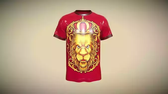T- Shirt Royal King Lion In Low Poly