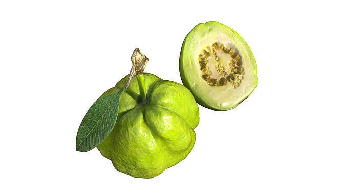 Green Guava Low-poly 3D model 5