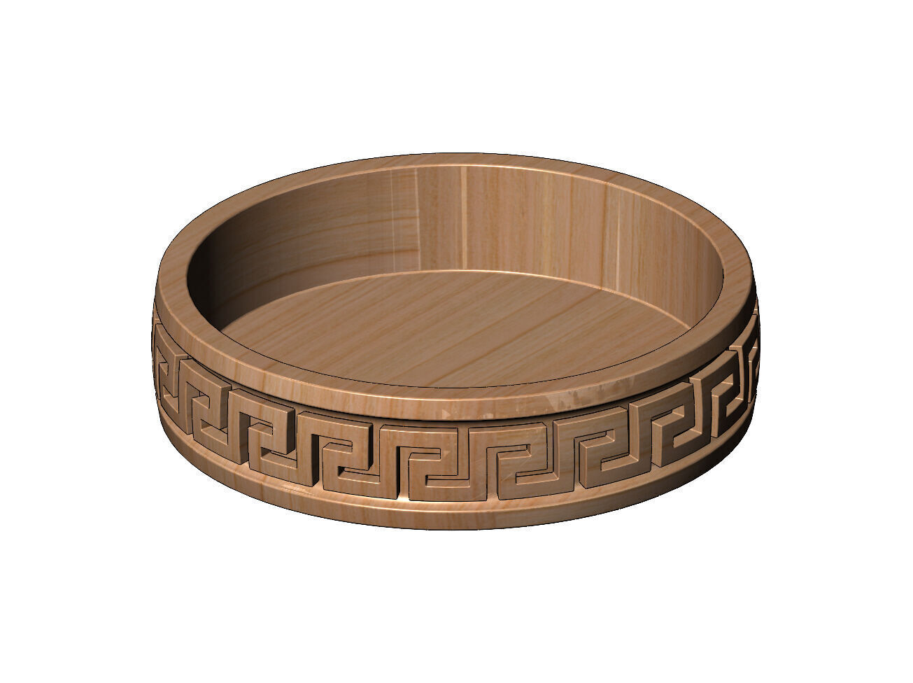 Vintage greek key pattern carved dish and bowl 3D print model_8