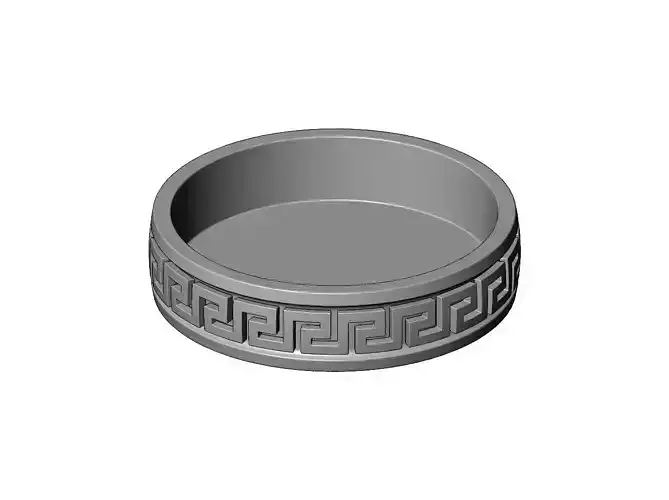 Vintage greek key pattern carved dish and bowl 3D print model