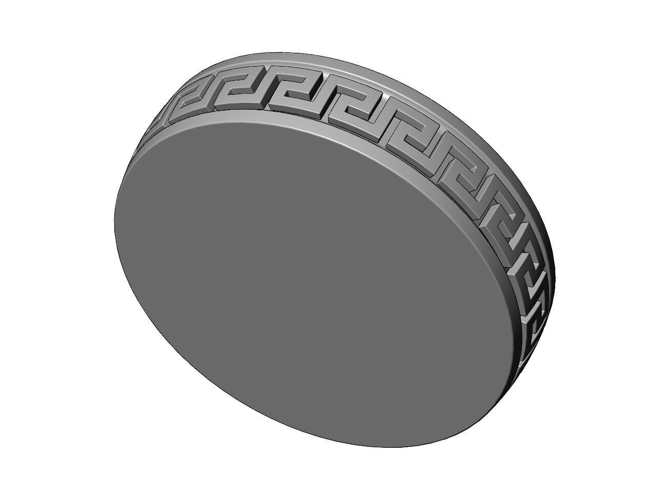 Vintage greek key pattern carved dish and bowl 3D print model_2