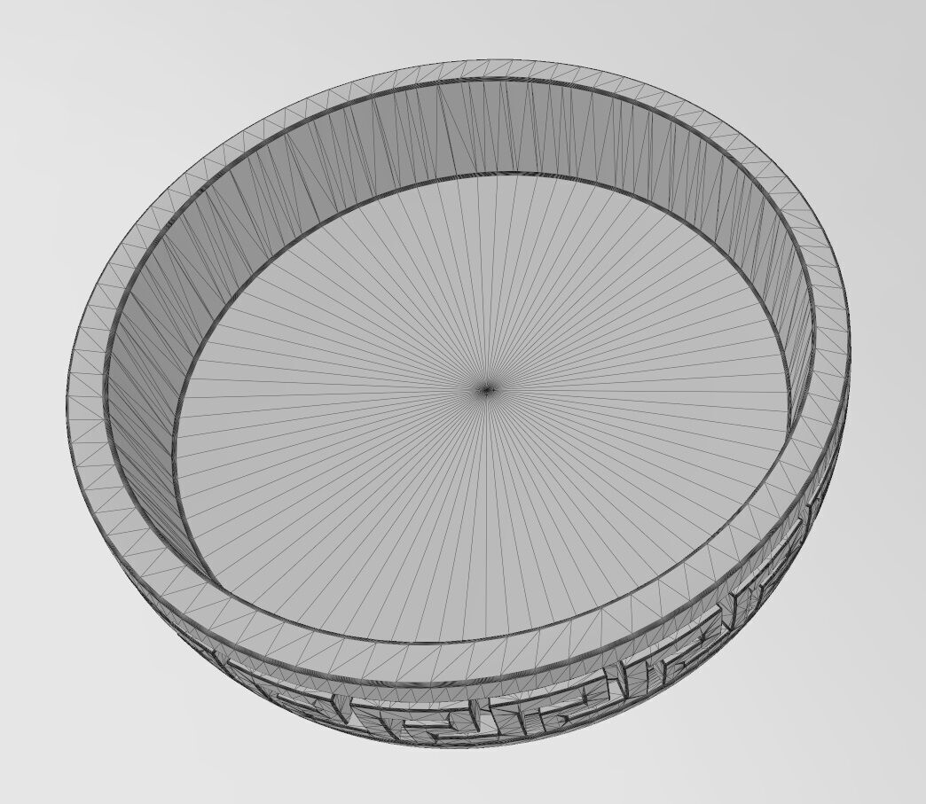 Vintage greek key pattern carved dish and bowl 3D print model_13