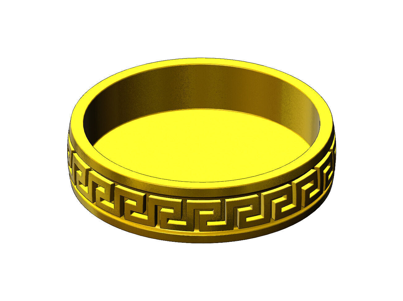 Vintage greek key pattern carved dish and bowl 3D print model_11