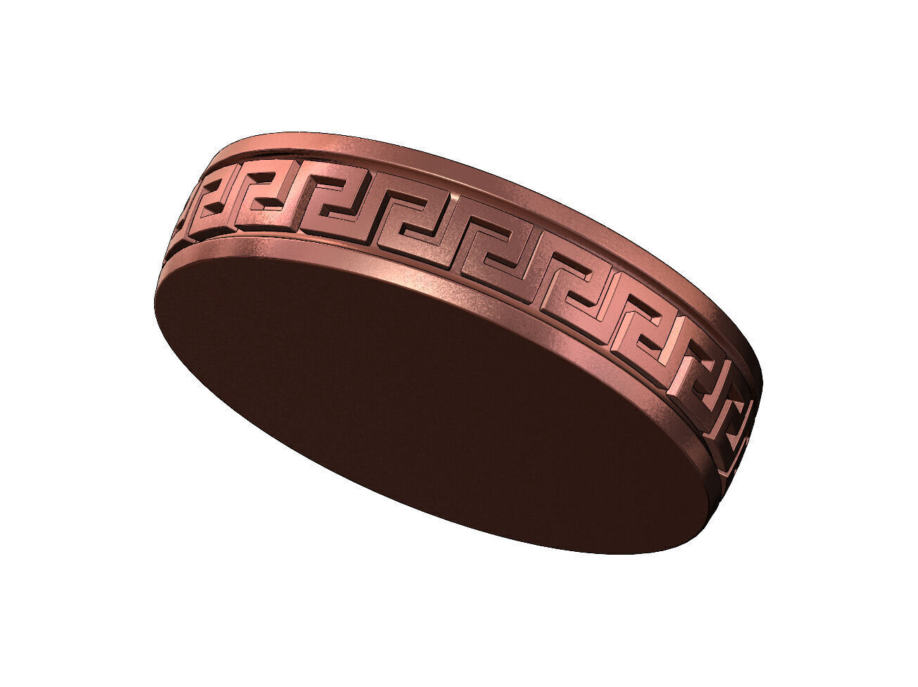 Vintage greek key pattern carved dish and bowl 3D print model_9