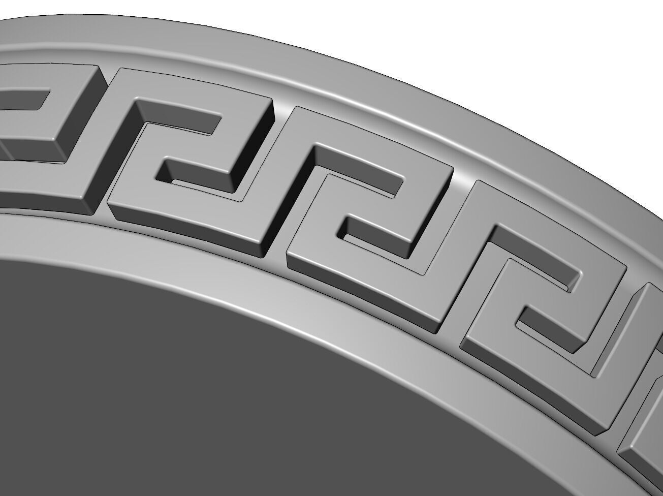 Vintage greek key pattern carved dish and bowl 3D print model_3