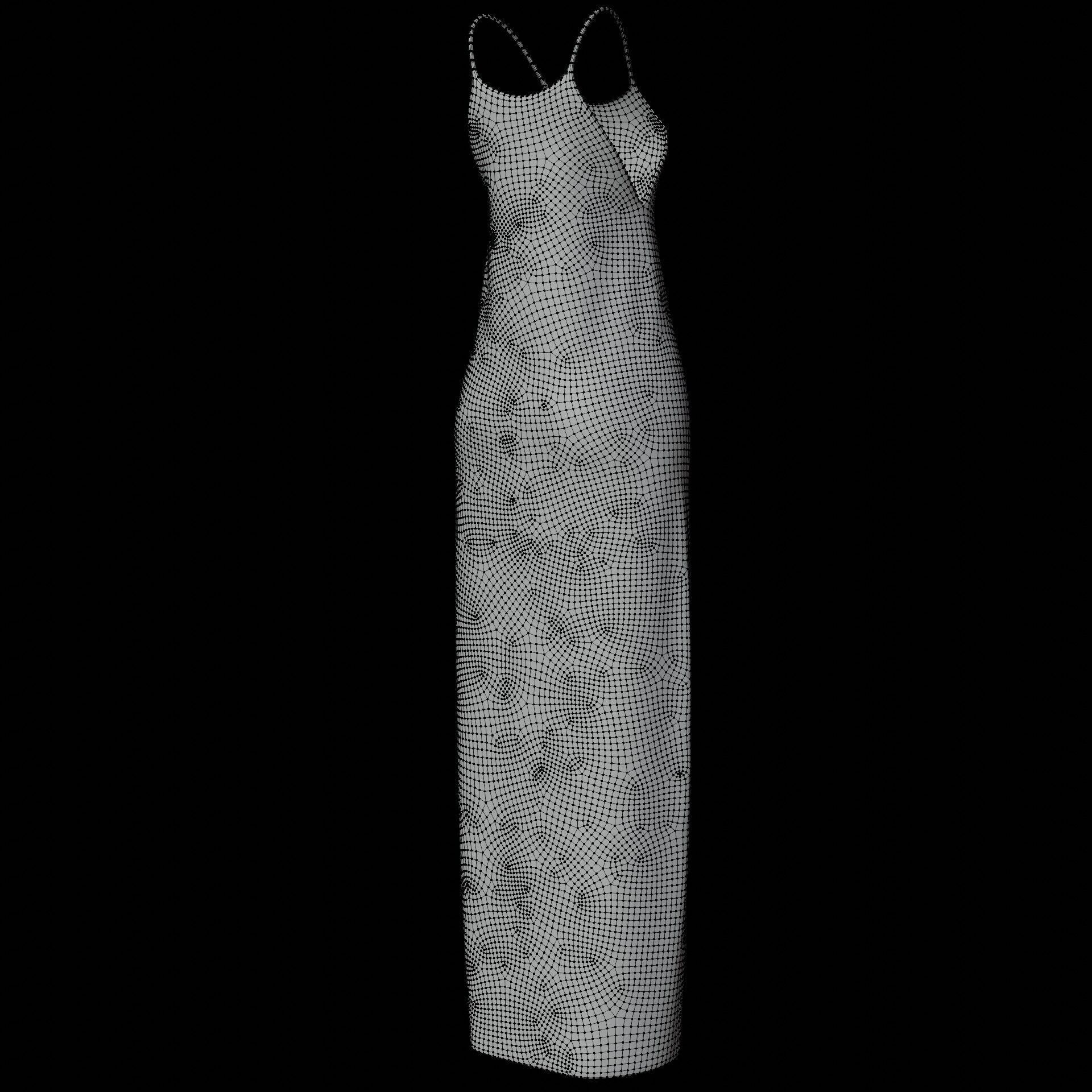 3D Female Gown - Sleeveless Dress Low-poly 3D model_27