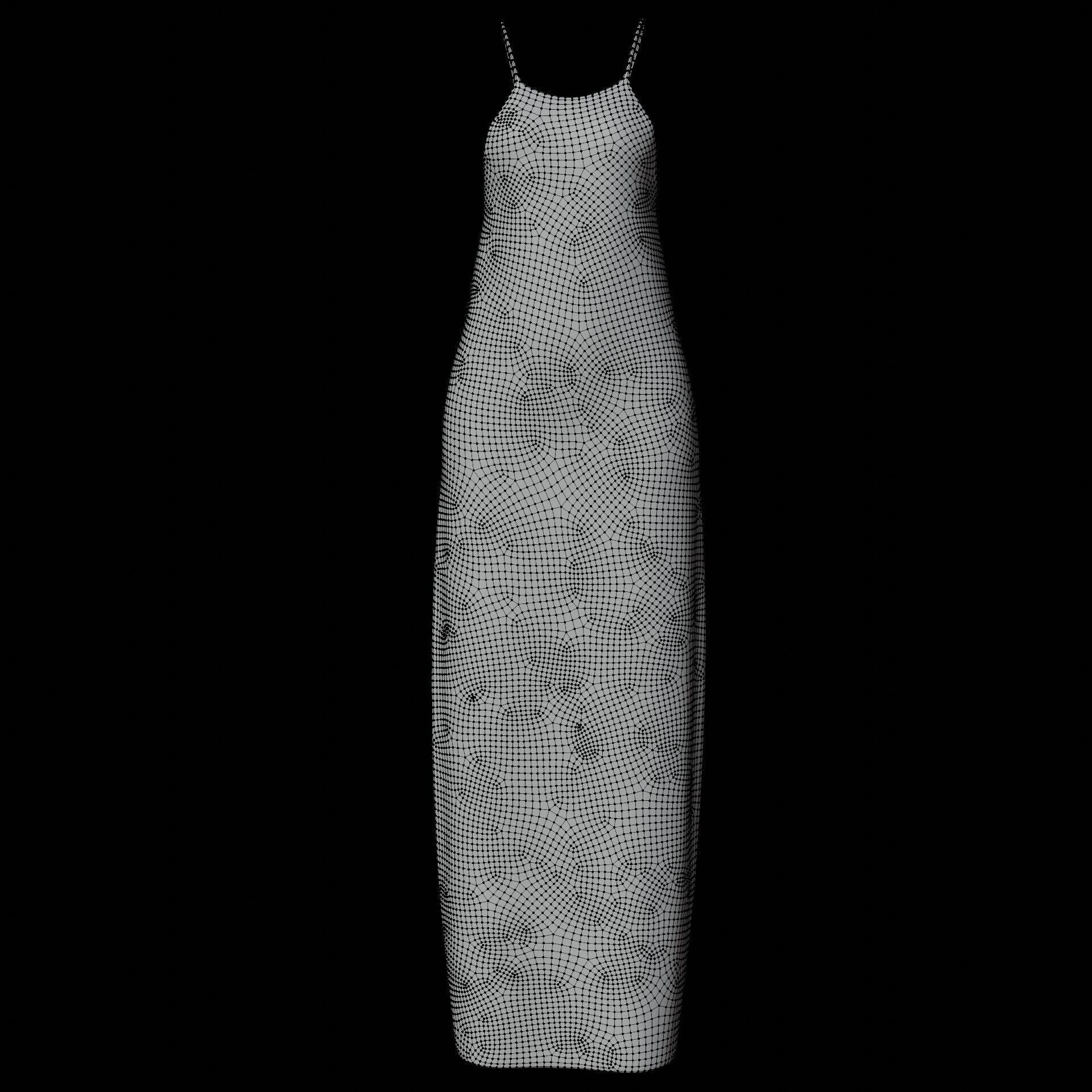 3D Female Gown - Sleeveless Dress Low-poly 3D model_28