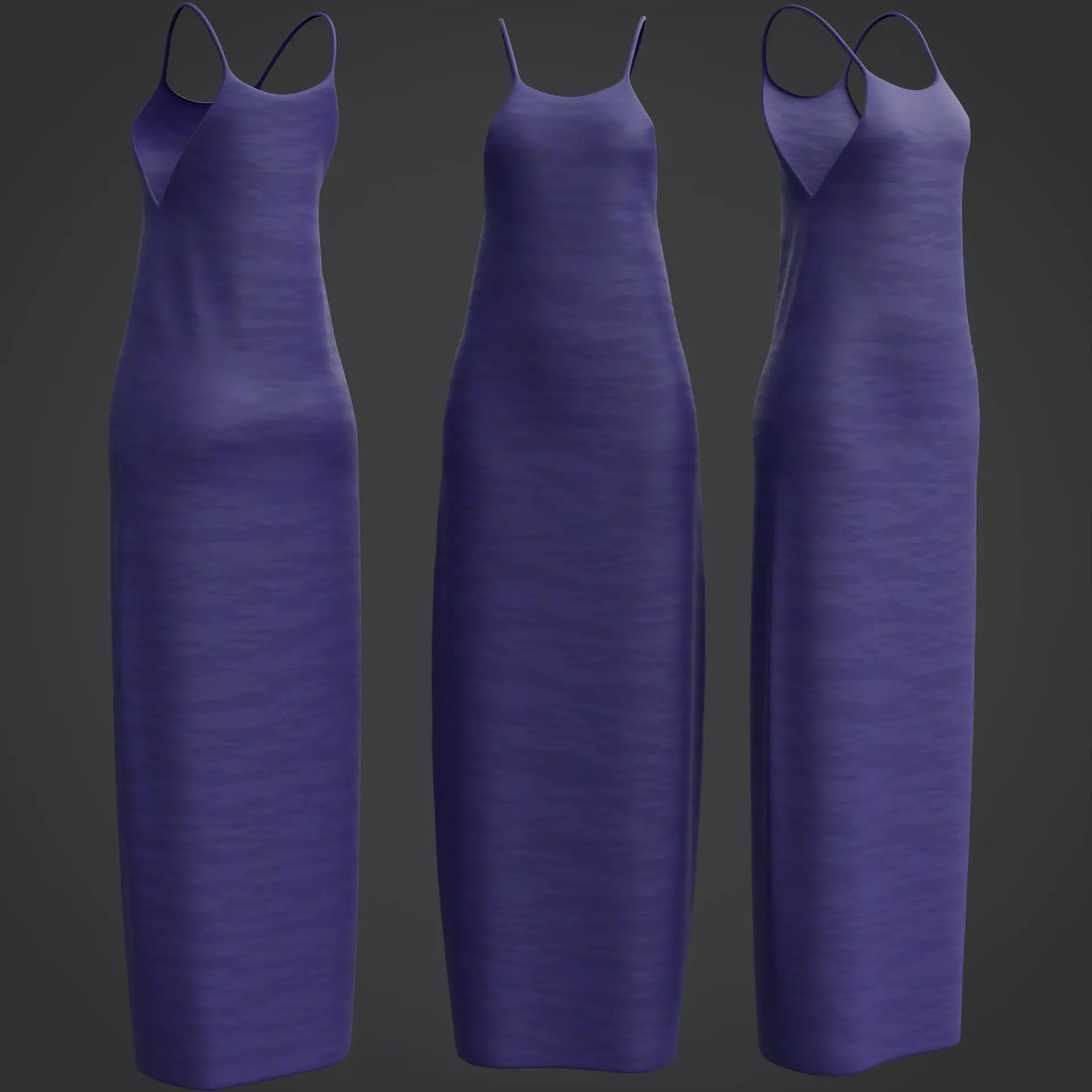 3D Female Gown - Sleeveless Dress Low-poly 3D model_0