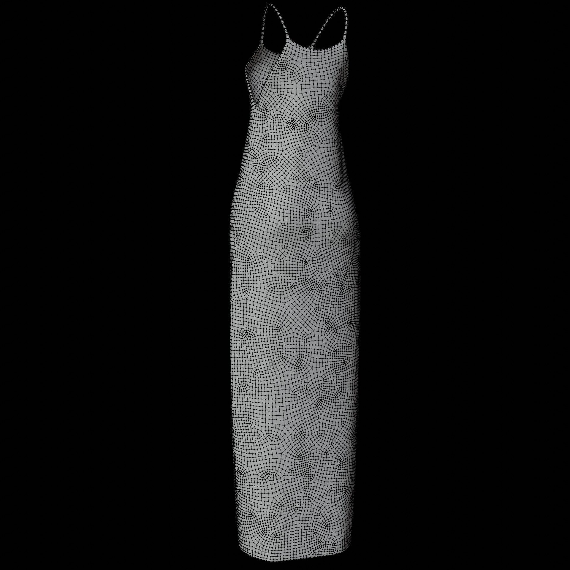 3D Female Gown - Sleeveless Dress Low-poly 3D model_26