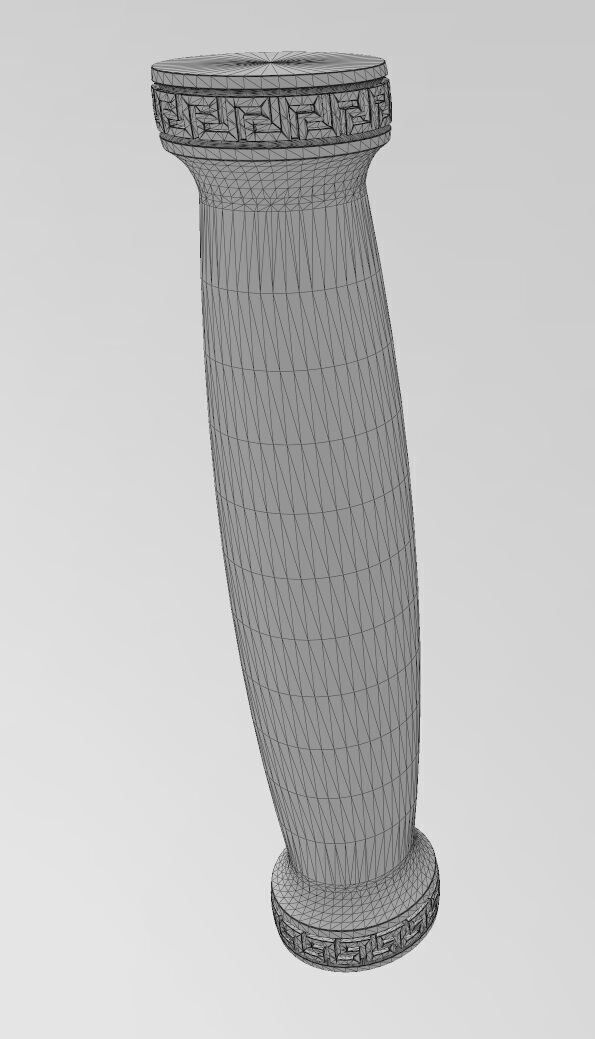 Rounded vintage greek key pattern ends pillar column 3D print model_13