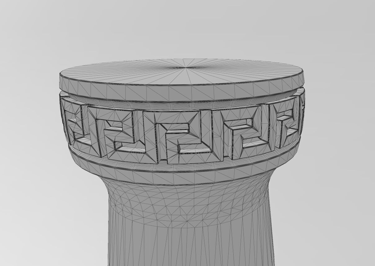 Rounded vintage greek key pattern ends pillar column 3D print model_14