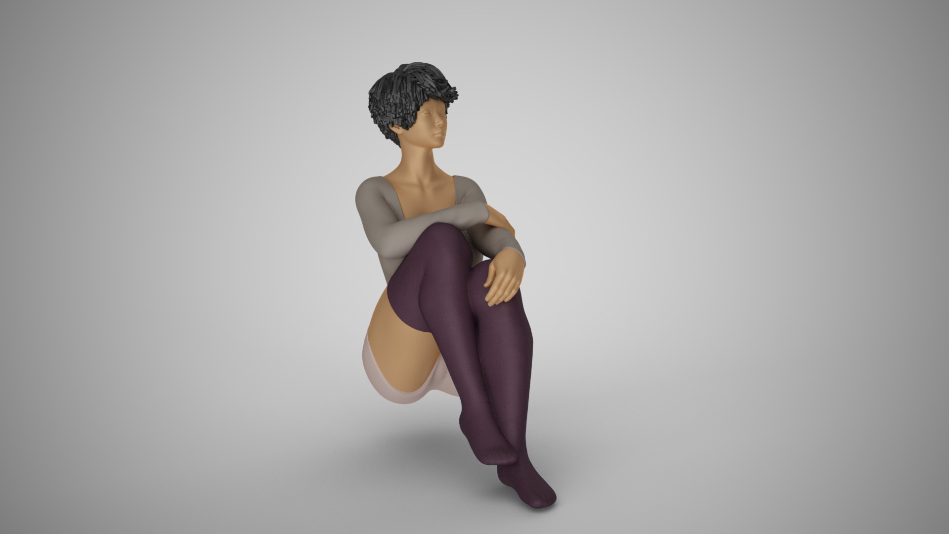 Girl Sitting on the Stairs 3D print model_4