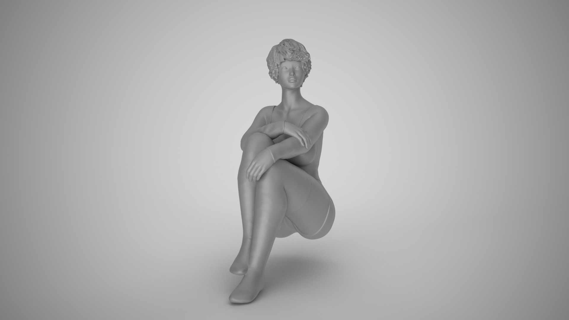 Girl Sitting on the Stairs 3D print model_10