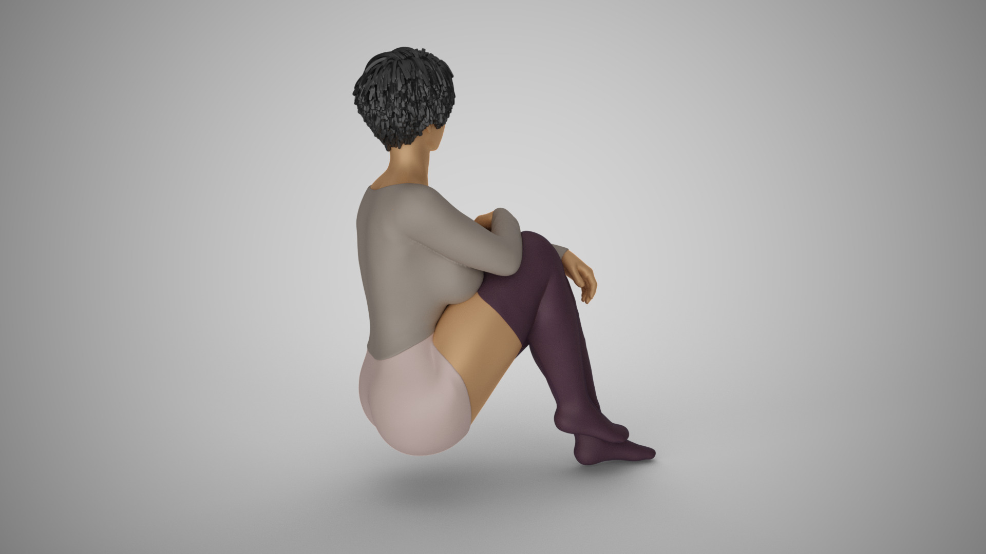 Girl Sitting on the Stairs 3D print model_6