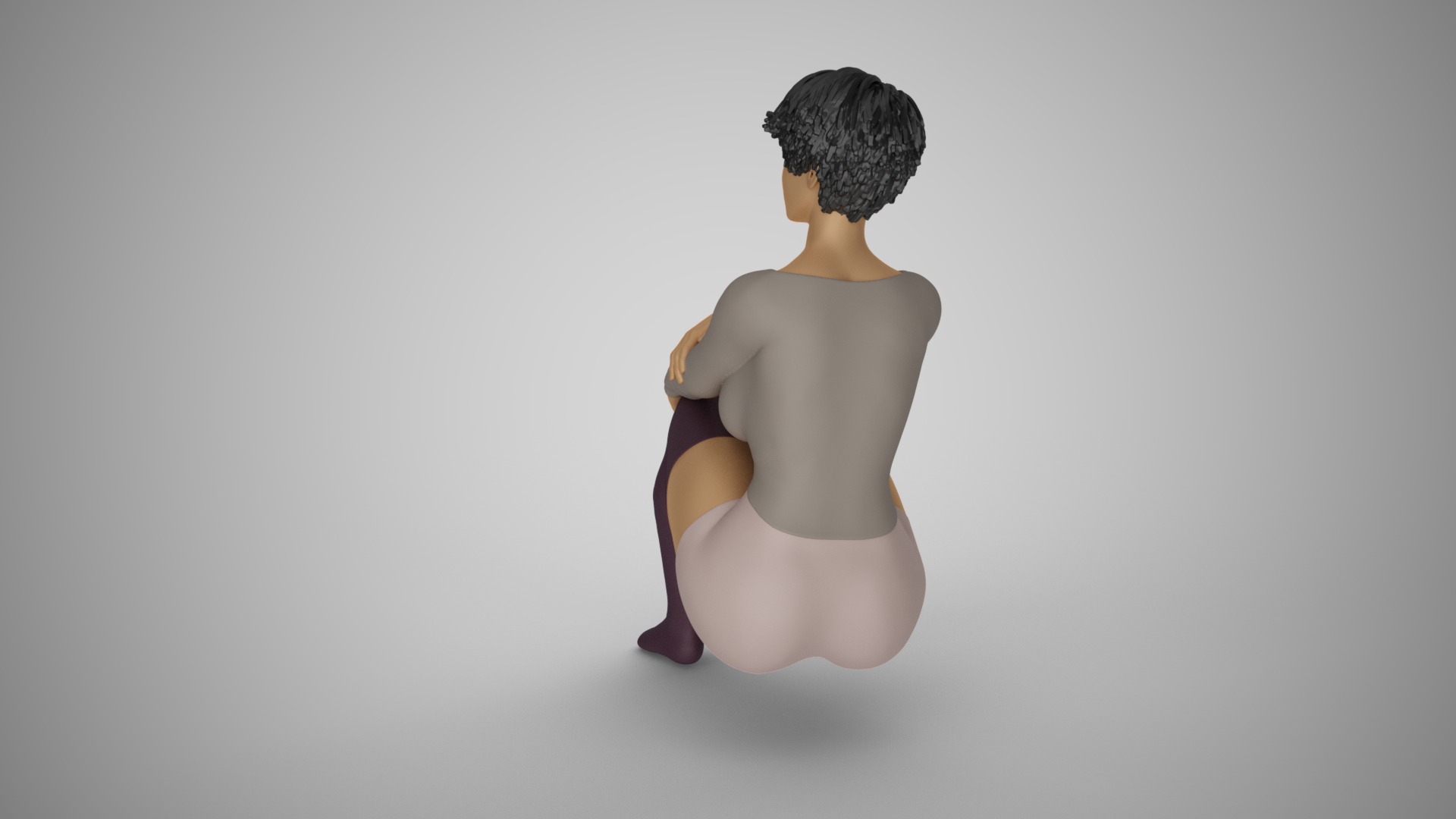 Girl Sitting on the Stairs 3D print model_8