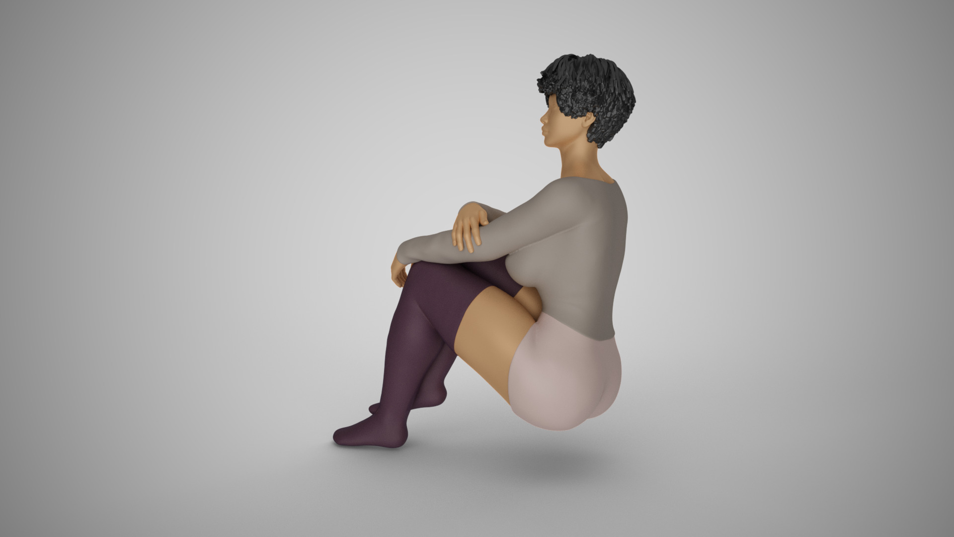 Girl Sitting on the Stairs 3D print model_9