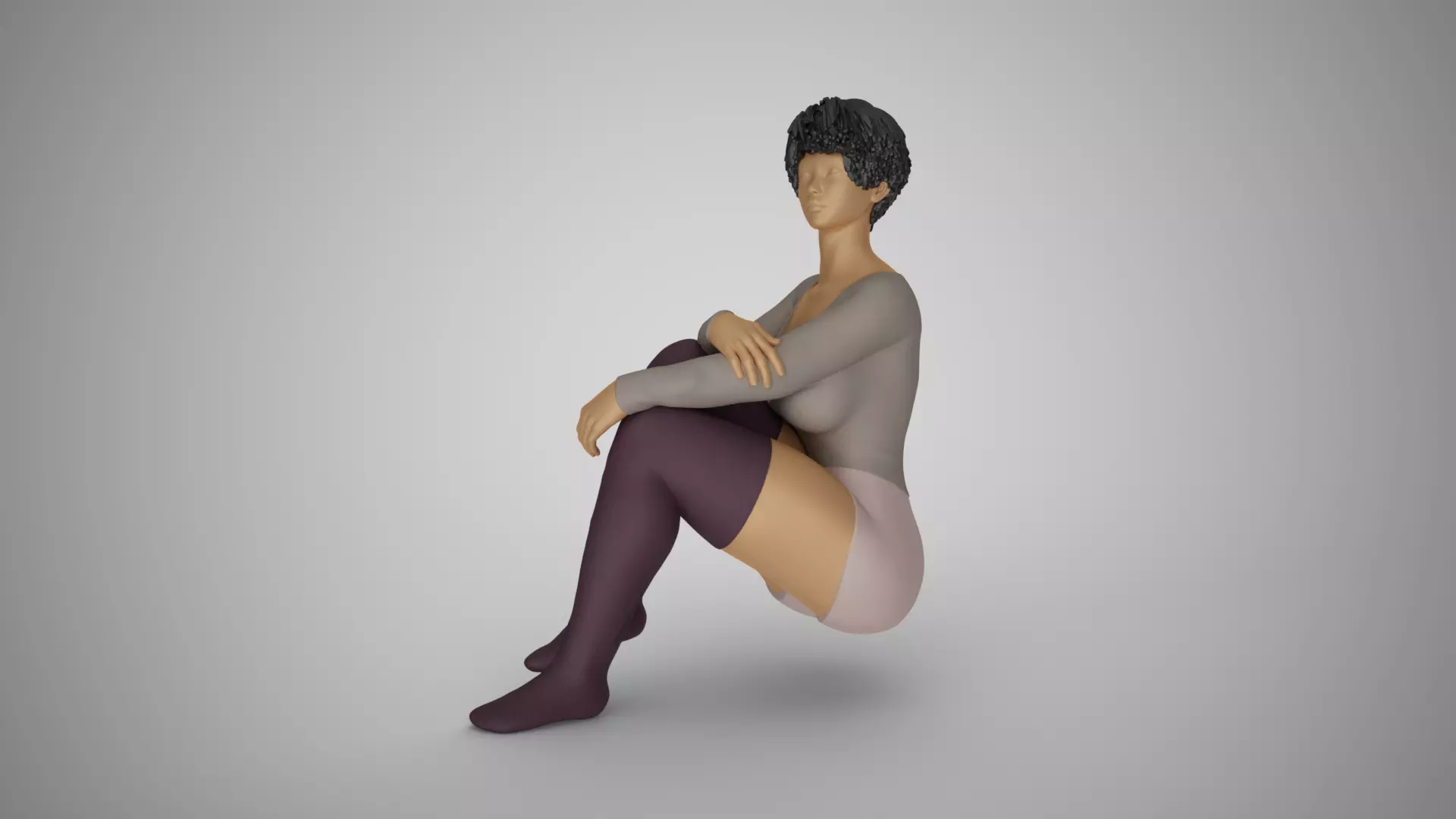 Girl Sitting on the Stairs 3D print model_0