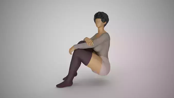 Girl Sitting on the Stairs 3D print model