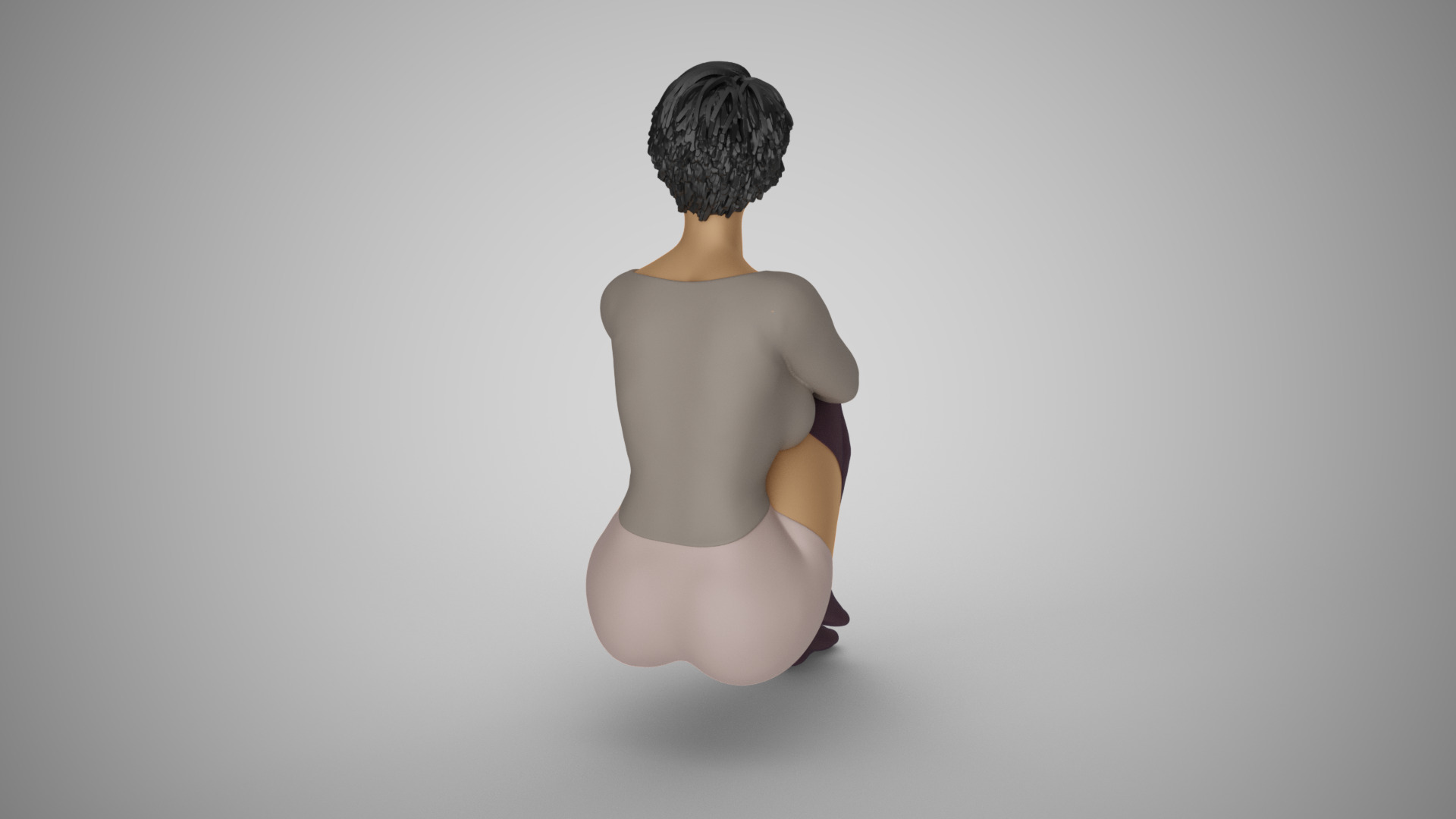 Girl Sitting on the Stairs 3D print model_7