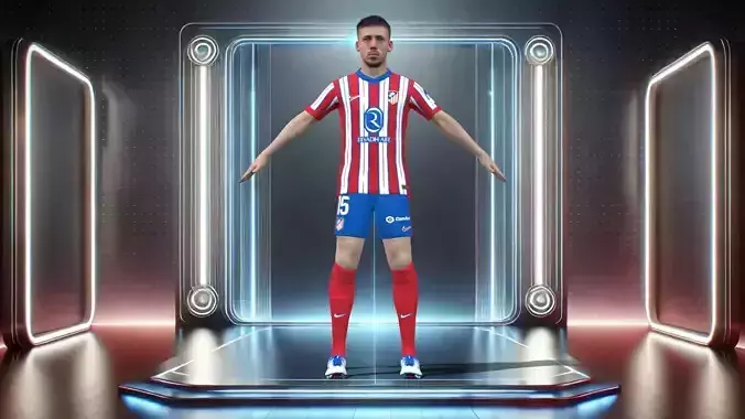 3D Rigged Clement Lenglet Atletico Madrid 2025 Low-poly 3D model