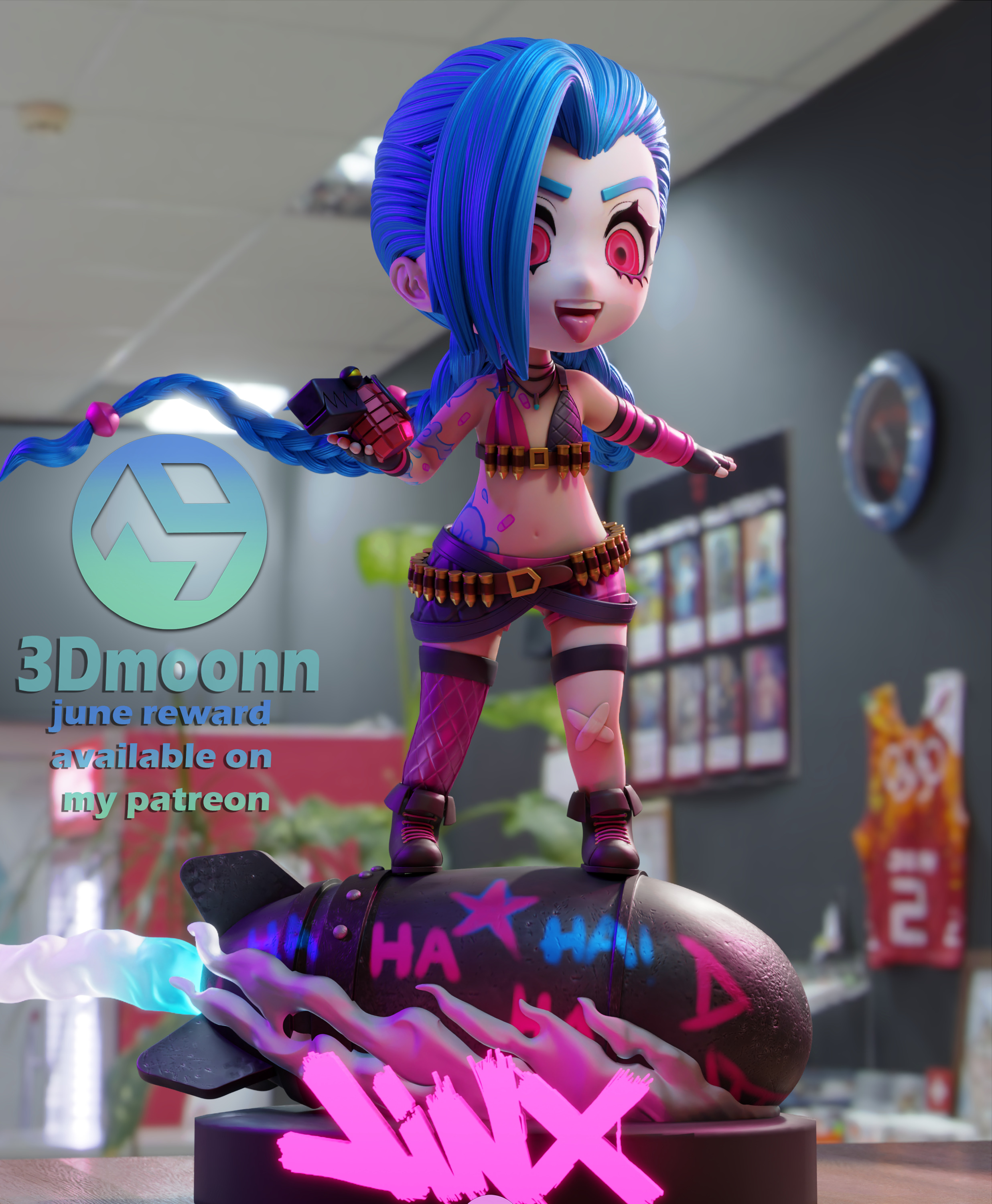 jinx league of legends - chibi 3D print model_2