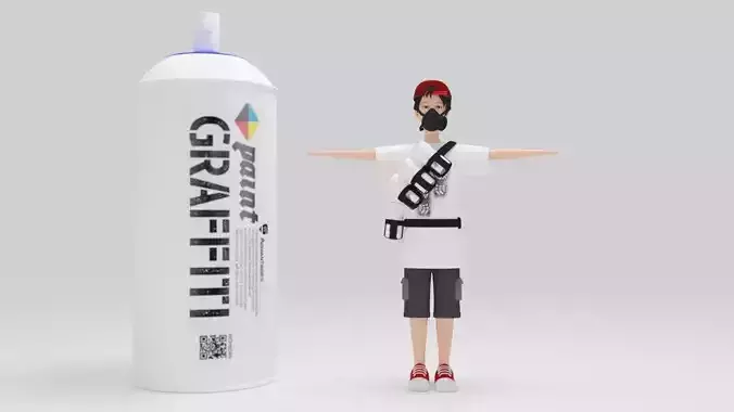 People dion  Paint grafity character rigged lowpolys  Low-poly 3D model