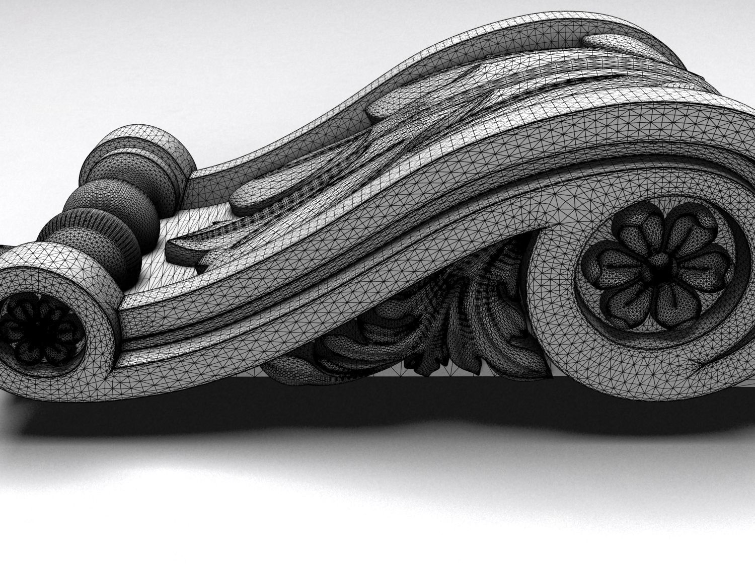 Carved decoration console 3D model_6