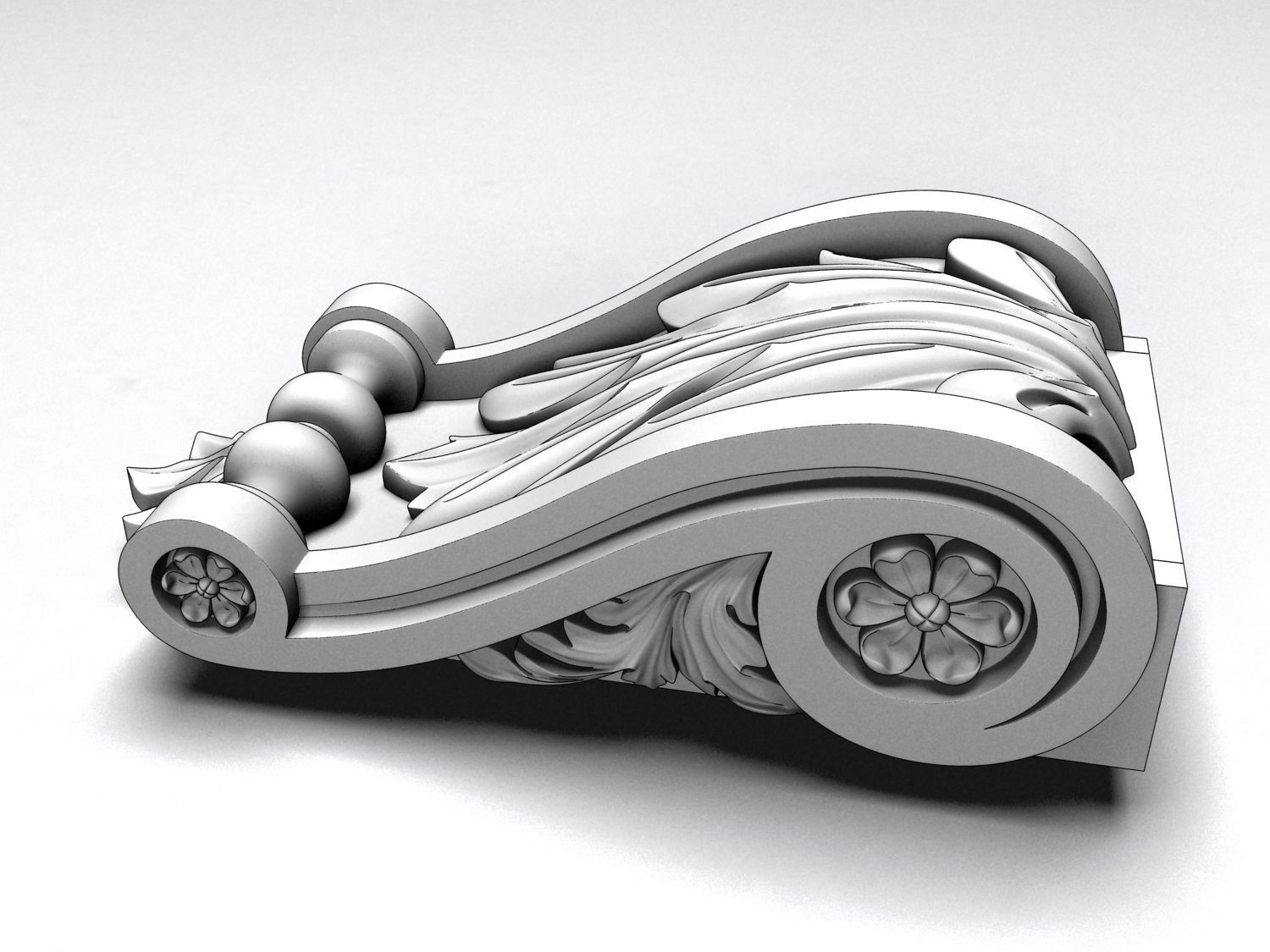 Carved decoration console 3D model_5