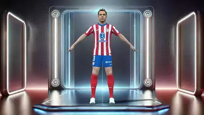 3D Rigged Cesar Azpilicueta Atletico Madrid 2025 Low-poly 3D model