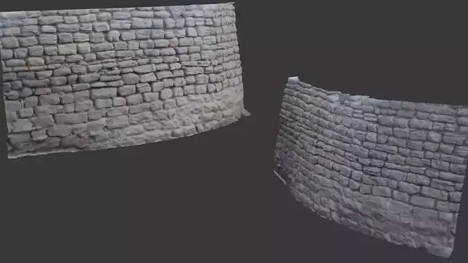 Stone Brick Wall Scan Low-poly 3D model