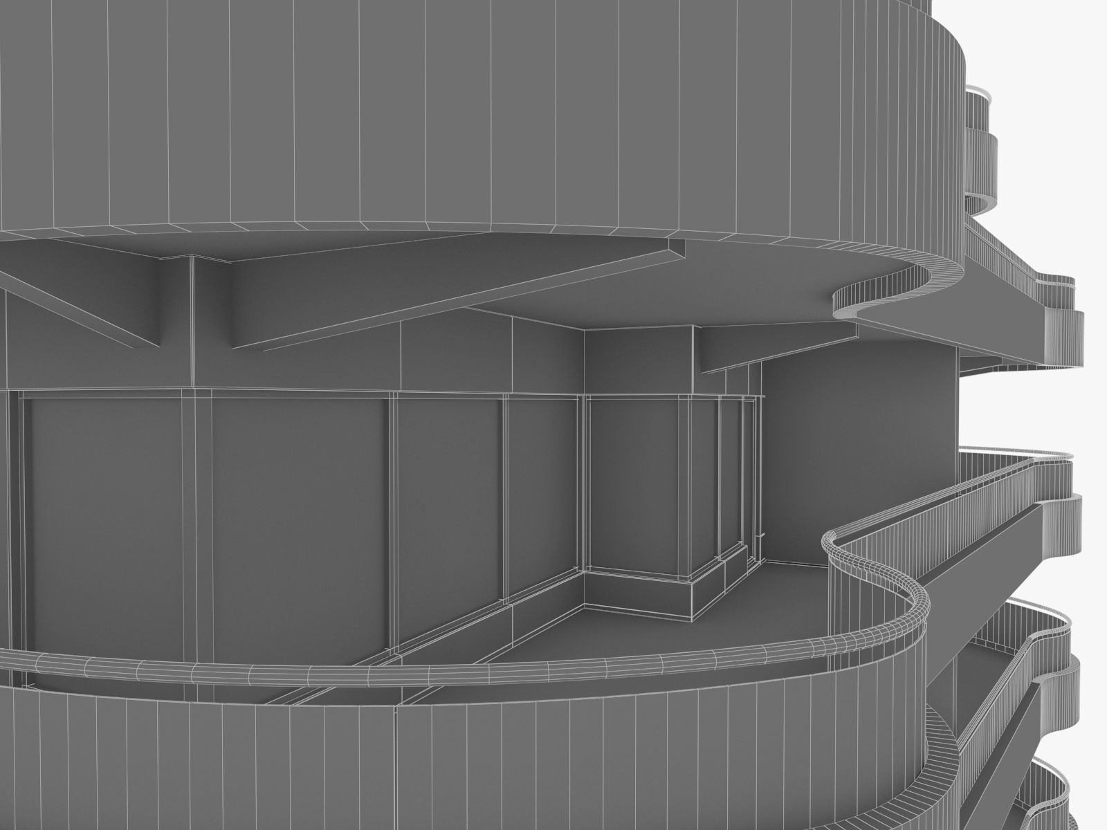 Modern Apartment Building 04 Low-poly 3D model_15