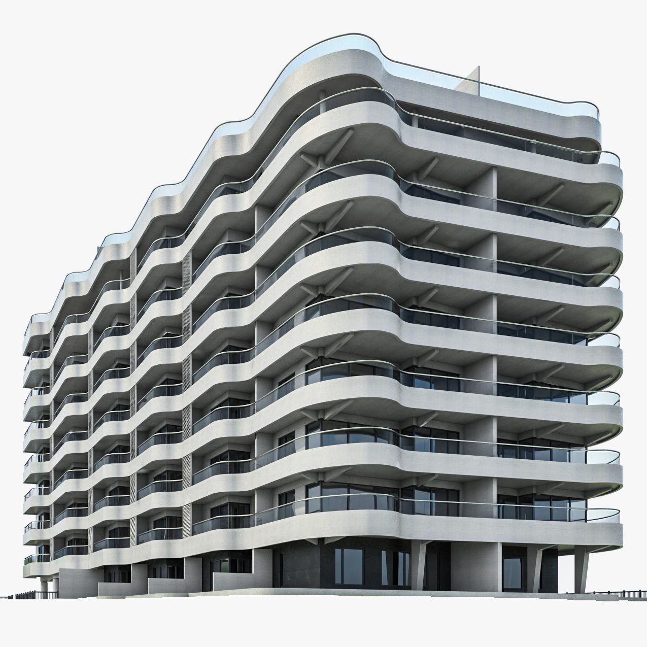Modern Apartment Building 04 Low-poly 3D model_2