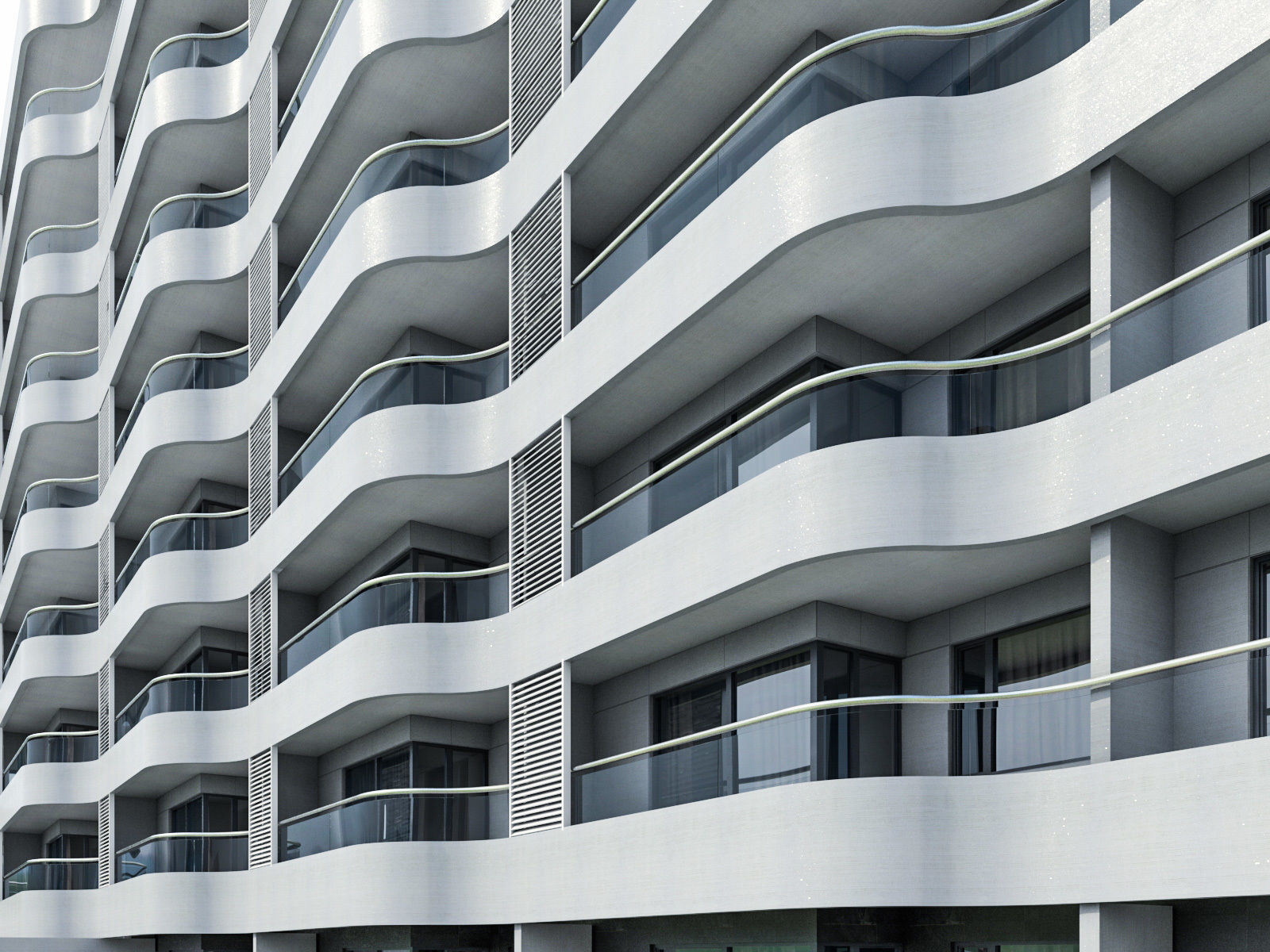 Modern Apartment Building 04 Low-poly 3D model_3