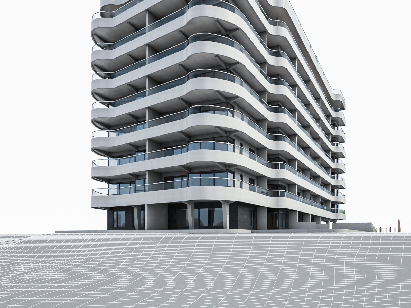 Modern Apartment Building 04 Low-poly 3D model_4