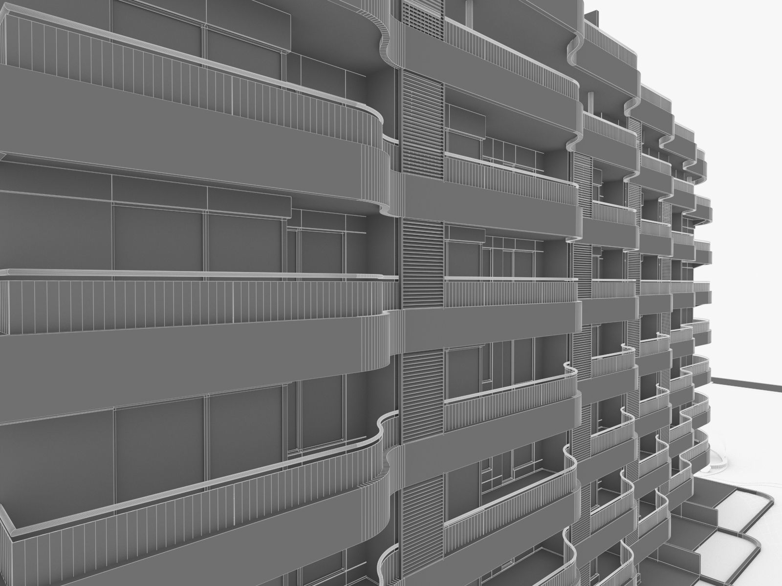 Modern Apartment Building 04 Low-poly 3D model_12