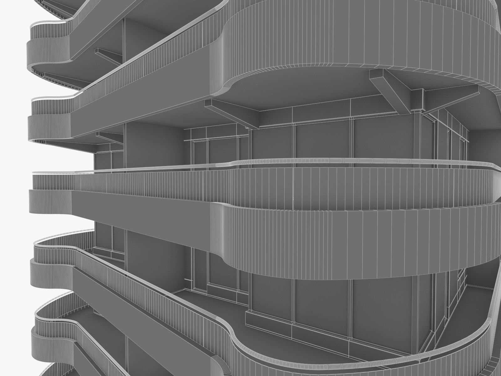 Modern Apartment Building 04 Low-poly 3D model_8