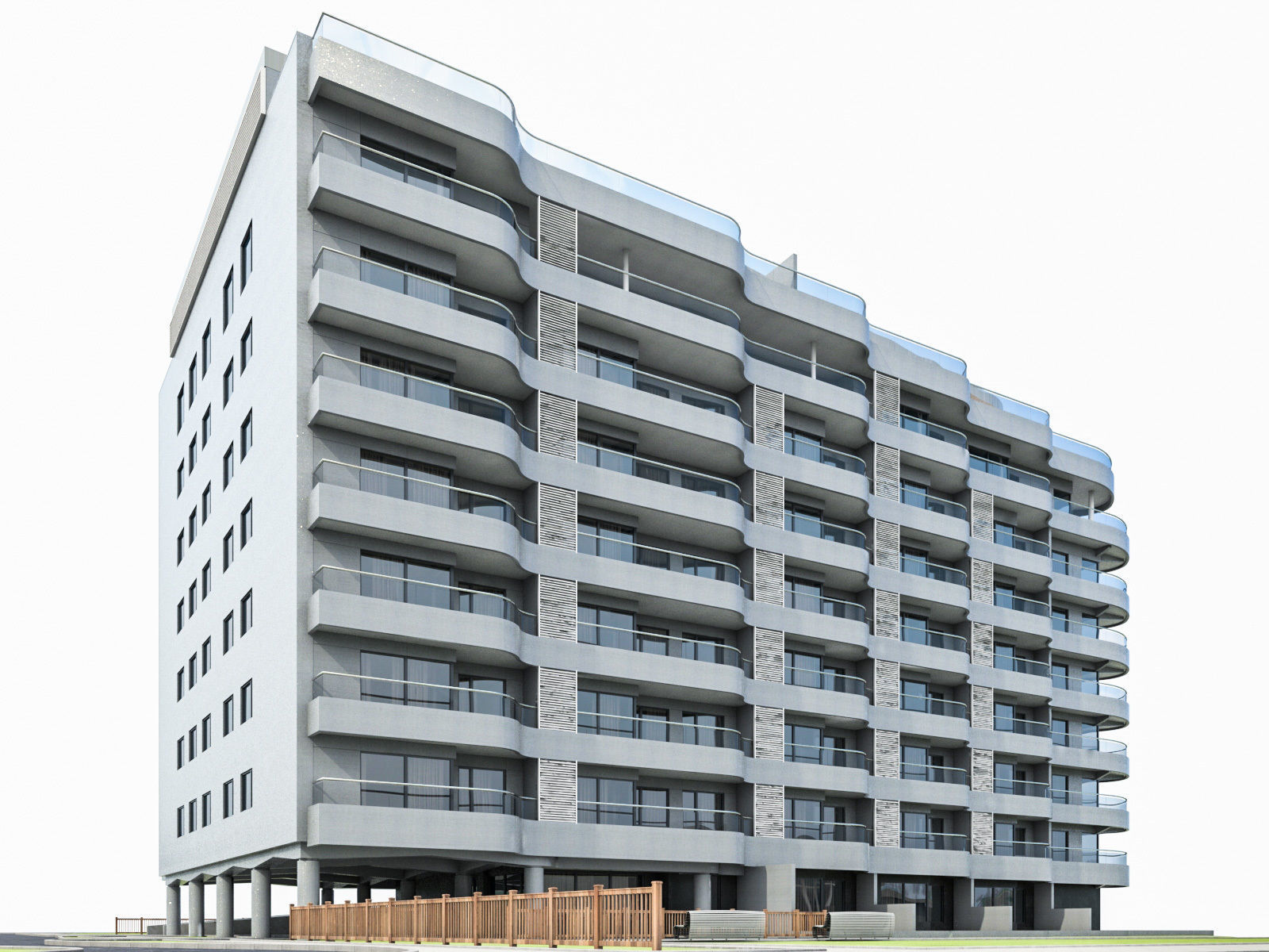 Modern Apartment Building 04 Low-poly 3D model_1